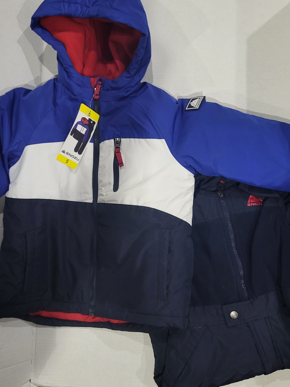 NWOT Snozu Unisex Youth Black Blue & White Bib Snow Suit Snowsuit Size 5
